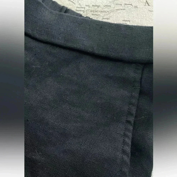 Eileen Fisher Black Linen High Rise Ankle Wide Leg Pants Flat Front Size Medium - Picture 3 of 10